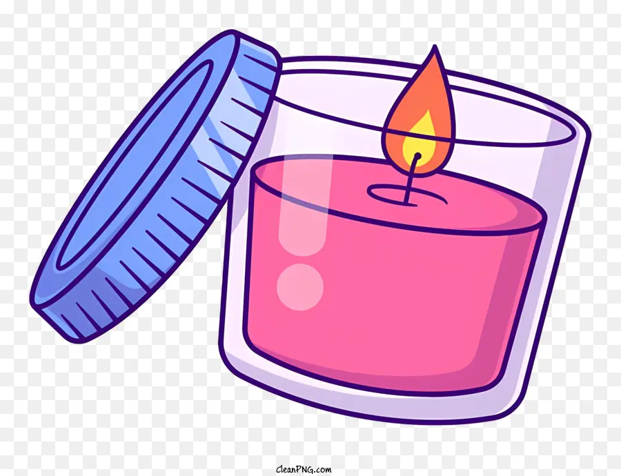 Contenitore in vetro a lume di candela Cappo di plastica blu Fiamma rosa Sfondo scuro - Candela in fiamma rosa con berretto blu, sfondo scuro