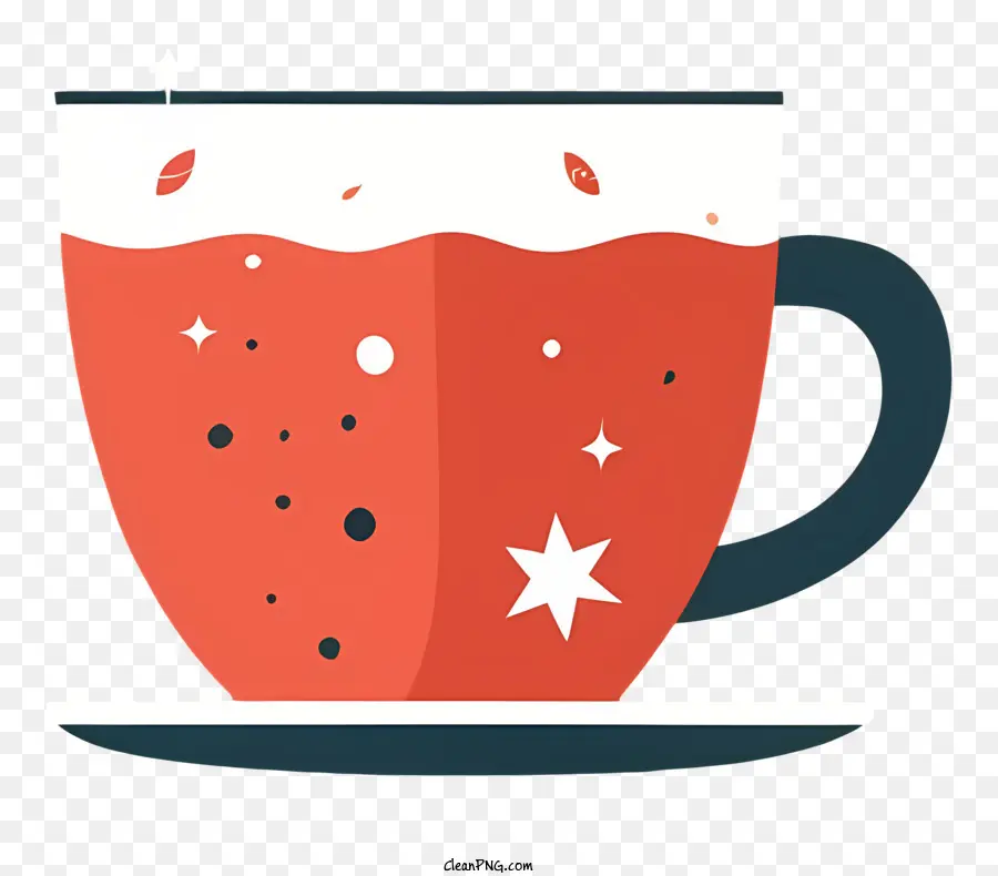 red cup hot chocolate white marshmallow star shaped hole dark background