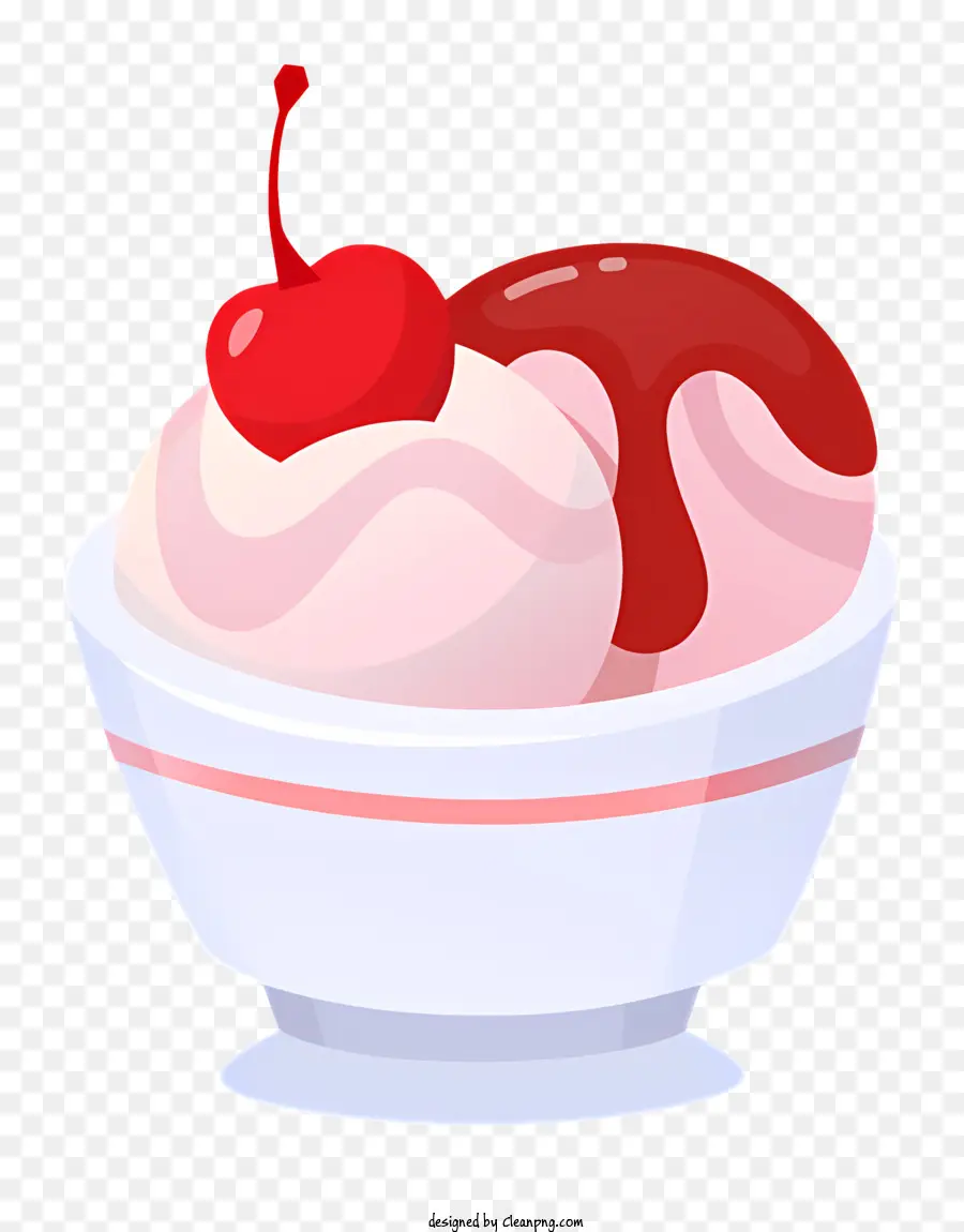 gelato - Ciotola di gelato con ciliegia e cucchiaio