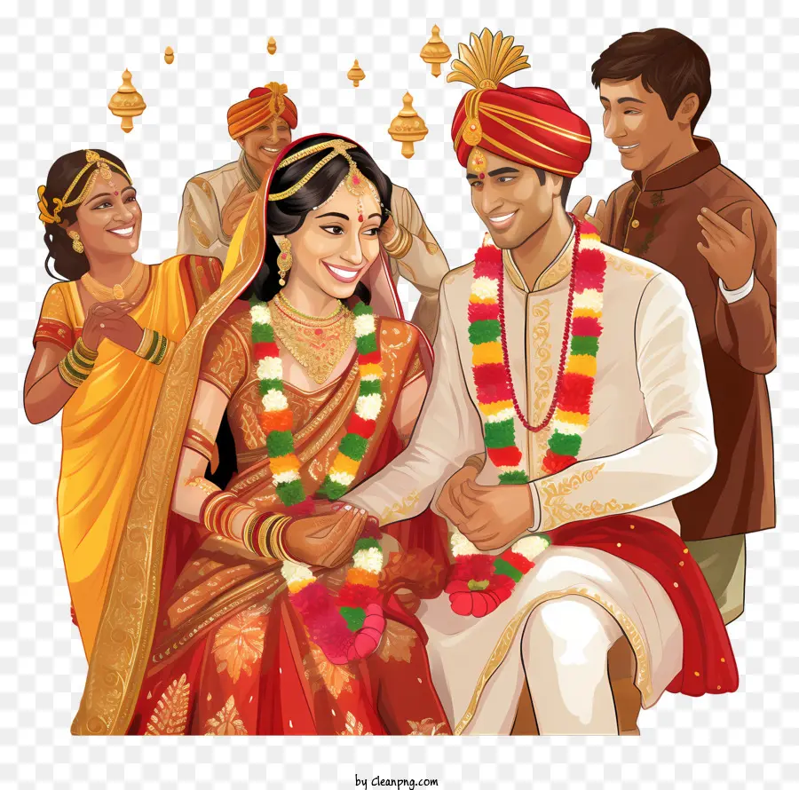 Ảnh cưới Ấn Độ Trang phục Ấn Độ, cô dâu và chú rể đặt ra trang phục đám cưới Ấn Độ Thành viên gia đình và khách - Cô dâu và chú rể Ấn Độ tạo dáng chụp ảnh đám cưới