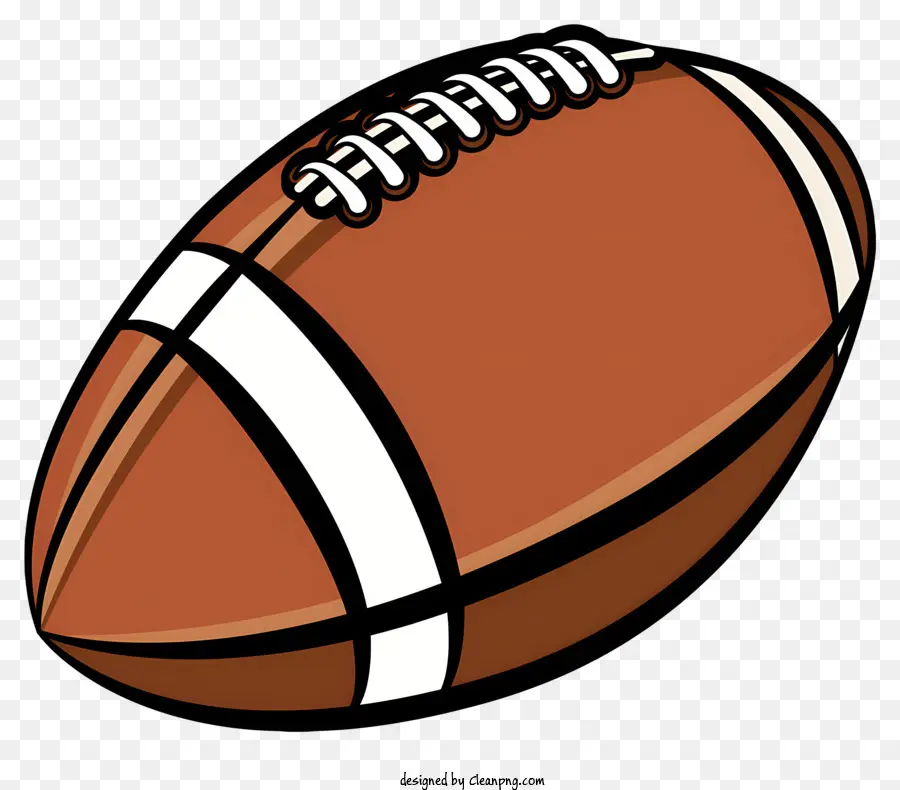 American Football Brown Fußball weiße Schnürsenkel weißer Nähte weißer Streifen - Illustration des braunen amerikanischen Fußballs auf schwarzem Hintergrund