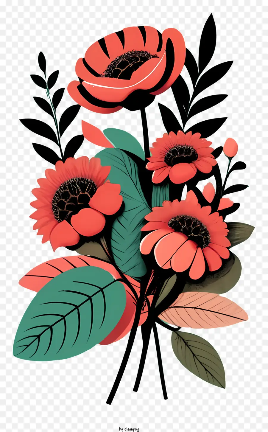 bouquet di fiori - Bouquet informale di fiori rossi e rosa