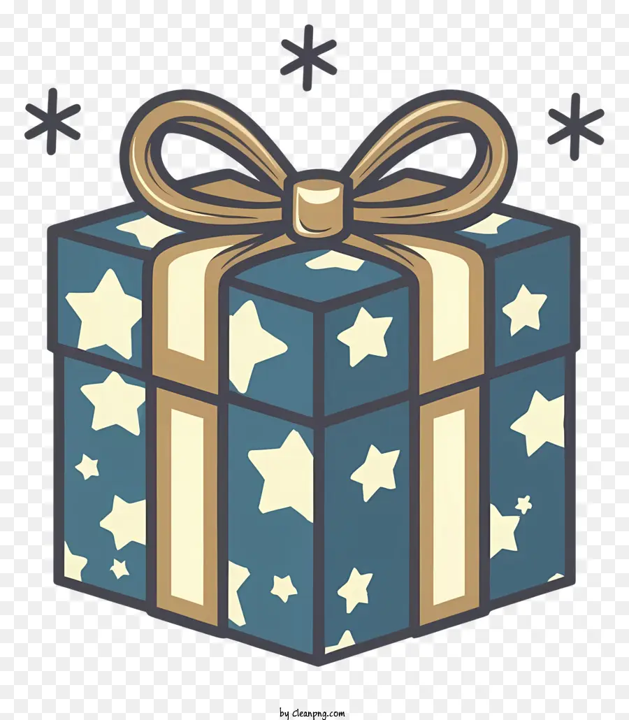 Geschenkbox - Geschenkbox mit blauem Hintergrund, Sternen und Schneeflocken