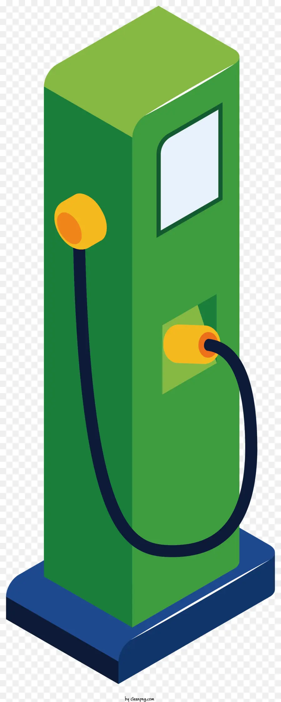 gas pump green gas pump open-top gas pump hose connected to gas pump yellow electrical cord