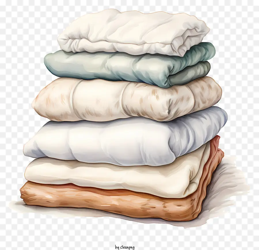 Decken Baumwollwatte Polyestergrößen - Gestapelte Decken aus verschiedenen Materialien und Größen