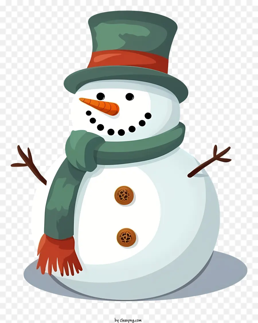 Hut - Cartoon Snowman mit Top -Hut und Schal