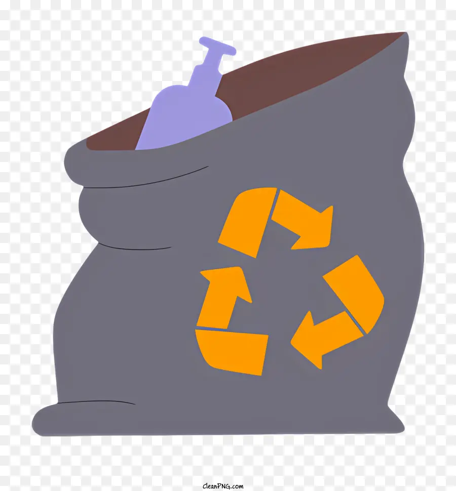 simbolo di riciclaggio sacca spazzatura sfondo nero smaltimento di rifiuti in bianco e nero - Borsa di immondizia nera con simbolo di riciclaggio, sfondo monocromatico