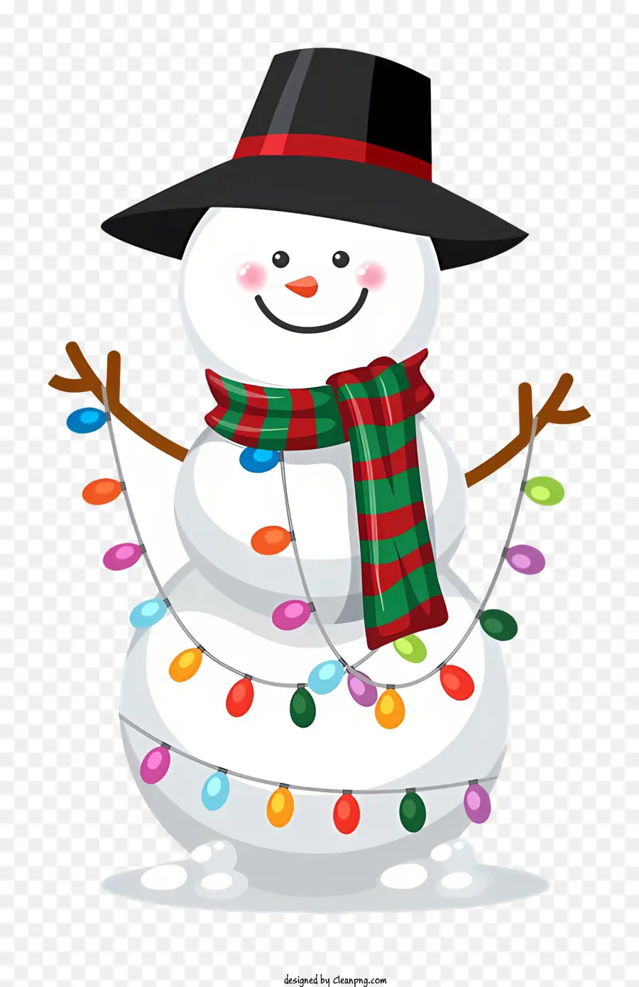 nền trắng - Người tuyết với mũ đen, khăn quàng cổ, ô và râu