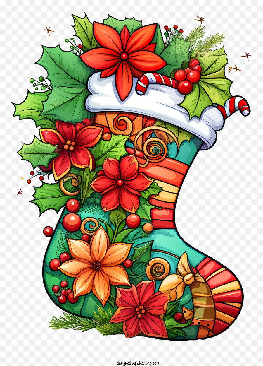 decorazioni di natale - Pagina da colorare di calze natalizie festive con decorazioni