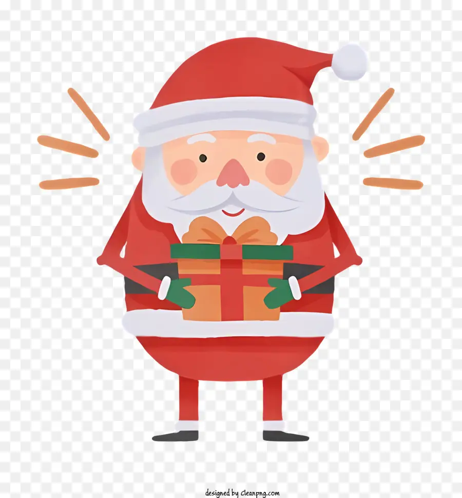 Santa Claus Suit gói món quà màu xanh lá cây và màu đỏ ruy băng màu rộng hình bầu dục hình bầu dục kéo dài - Người cười ở ông già Noel giữ quà