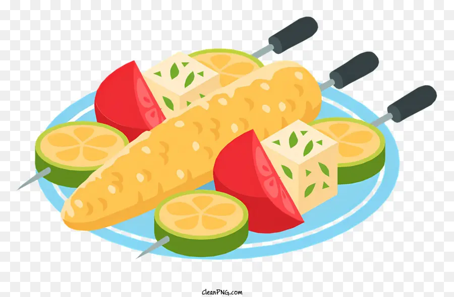 Tấm thực phẩm cắt lát trái cây chanh màu xanh sắp xếp gọn gàng - Trái cây được sắp xếp gọn gàng trên đĩa màu xanh với dao