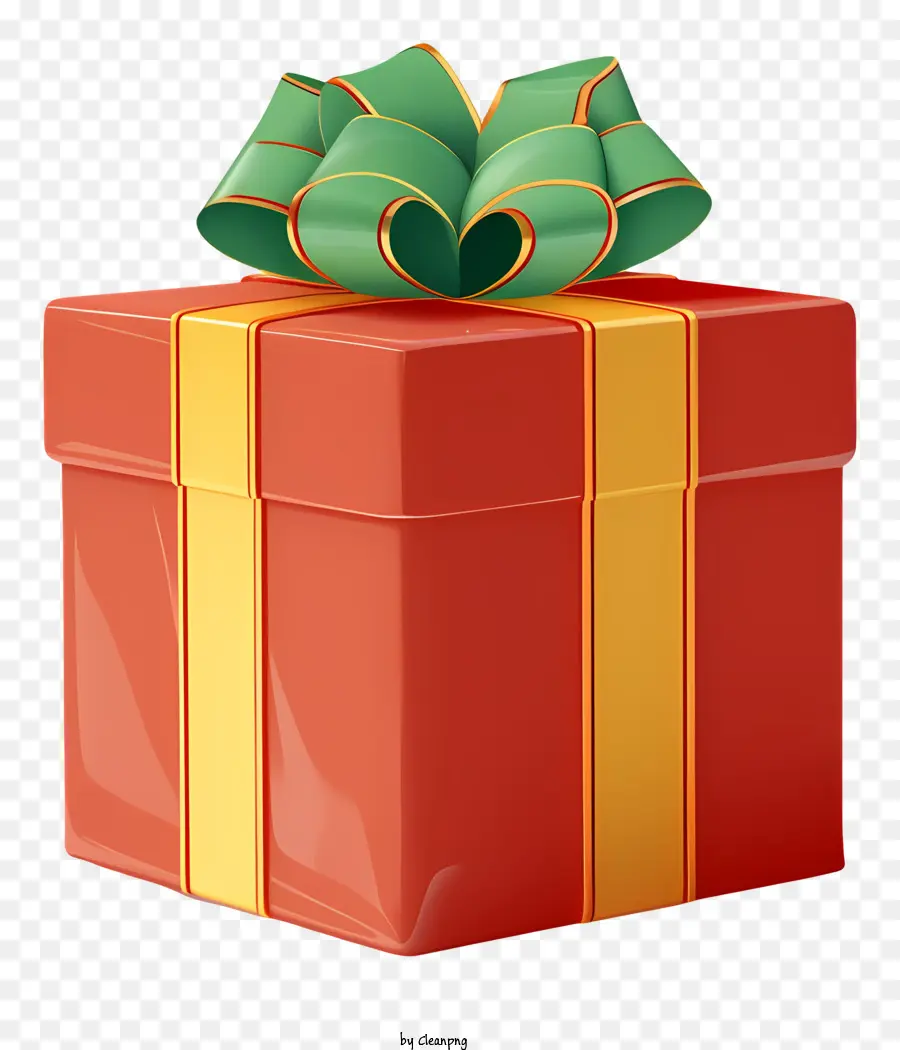 Geschenkbox - Rote Geschenkbox mit goldener und grünem Bogen