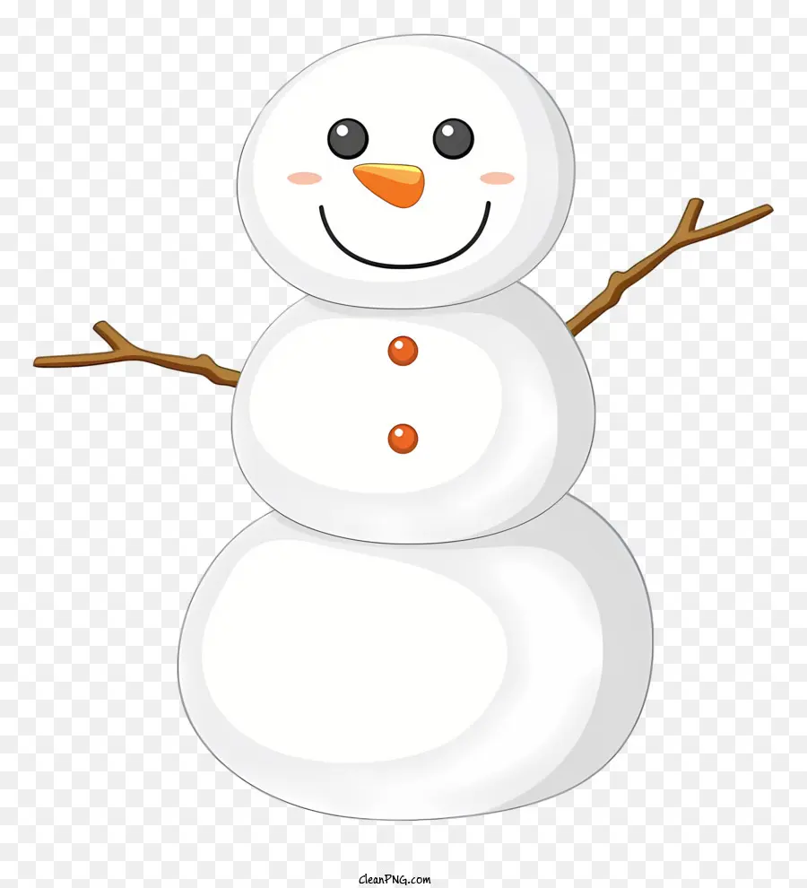 Cartoon Snowman Happy Snowman Red Scarf White Hat Black Nose - Felice pupazzo di neve che indossa una sciarpa e un cappello rosso