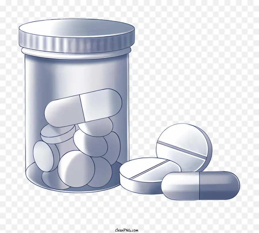 pills plastic jar pills falling out transparent jar white pills