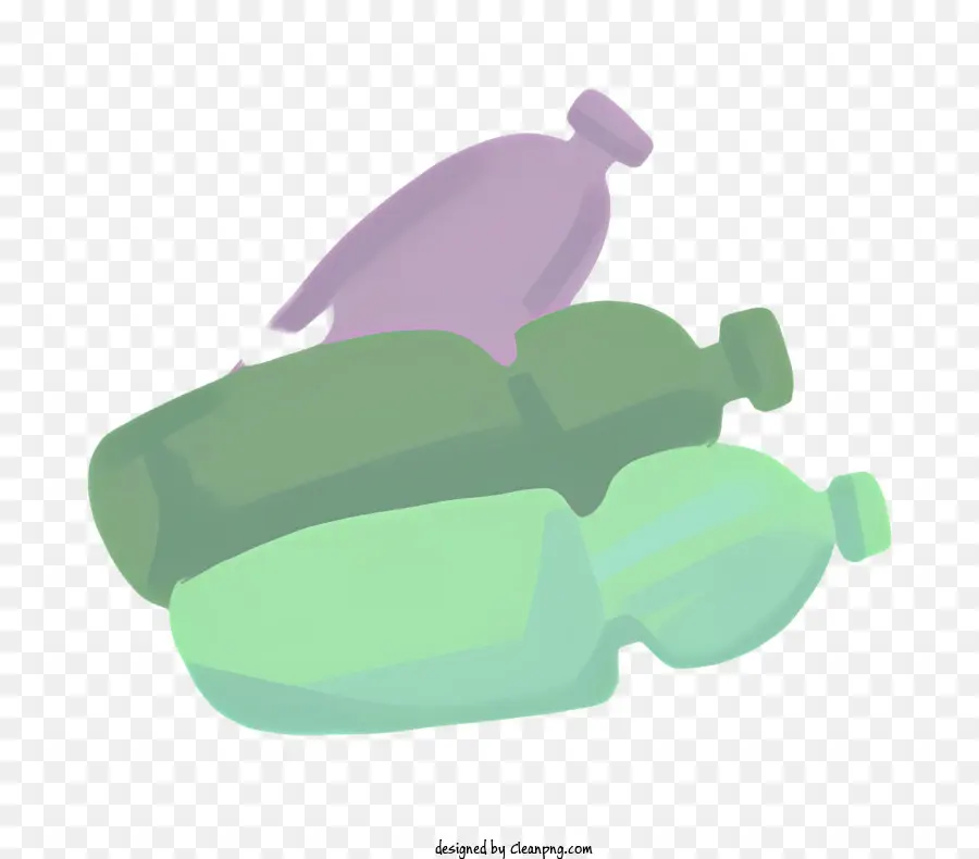 bottiglie di plastica bottiglie di plastica verde etichette di bottiglie di plastica viola su bottiglie di plastica pila di bottiglie di plastica - Bottiglie di plastica colorate impilate su sfondo nero