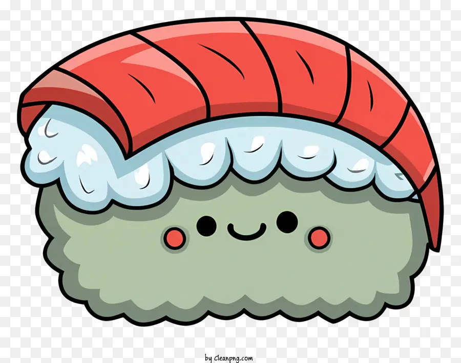 Netter Cartoon Fisch Charakter Red Hat Traditionelle chinesische Hut grüne Augen lächelnder Charakter - Netter Fisch -Cartoon -Charakter mit roter Hut