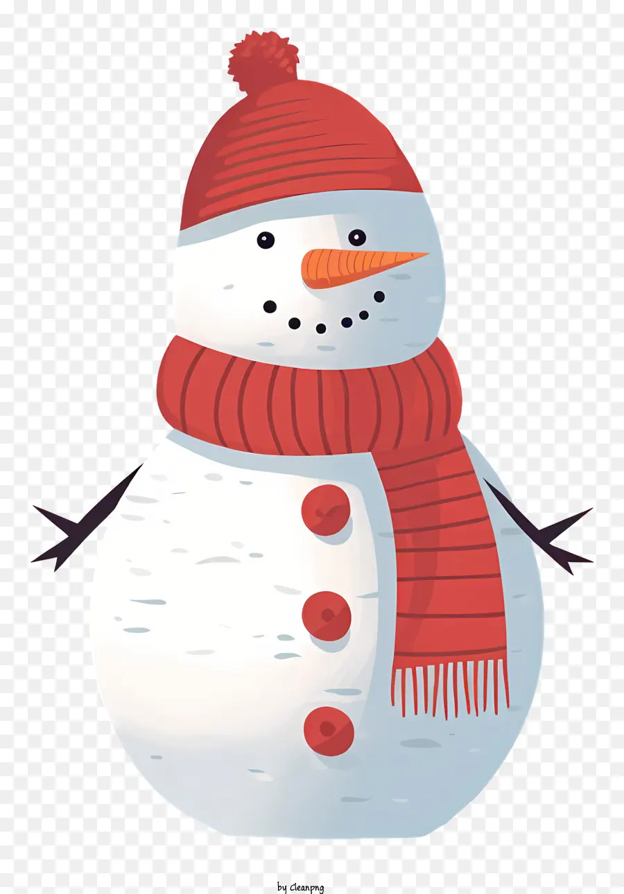 Pupazzo di neve - Snowman sorridente con sciarpa rossa e cappello