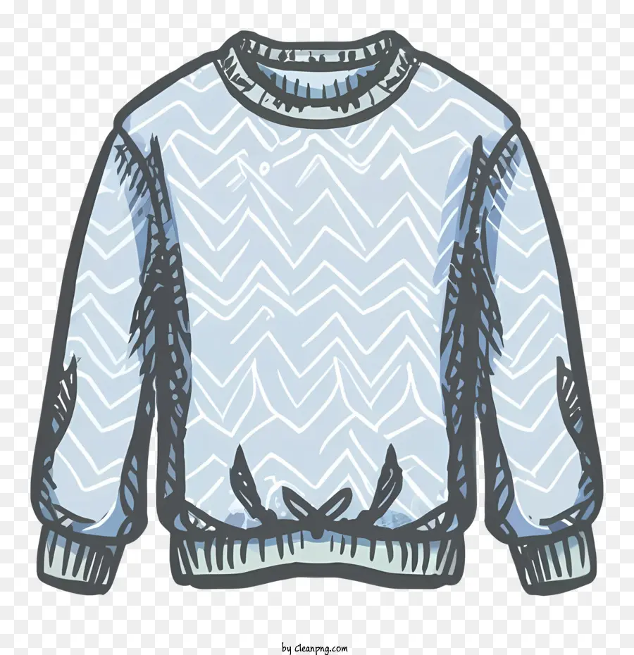 weißen hintergrund - Zickzack gemusterter Pullover mit V-Ausschnitt, blaue Linien
