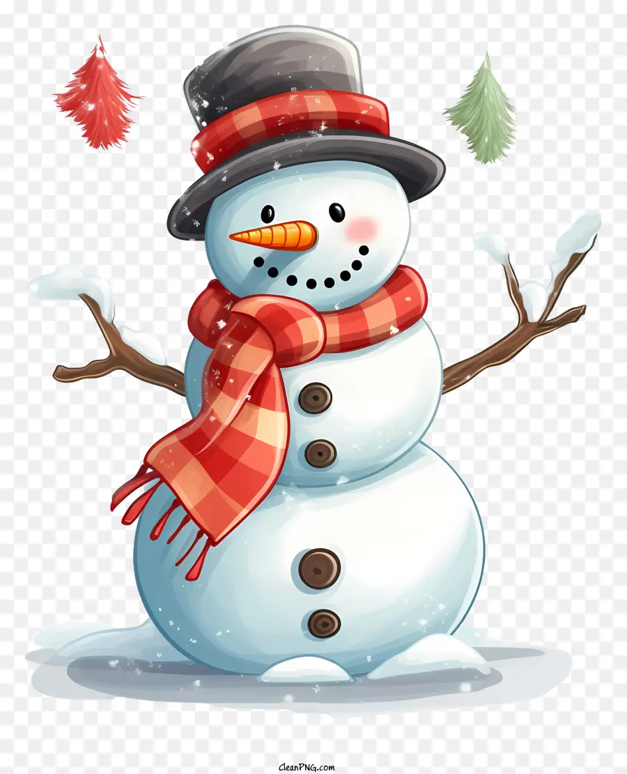 đồ trang trí giáng sinh - Người tuyết trong trang phục mùa đông ăn mừng với đồ trang trí