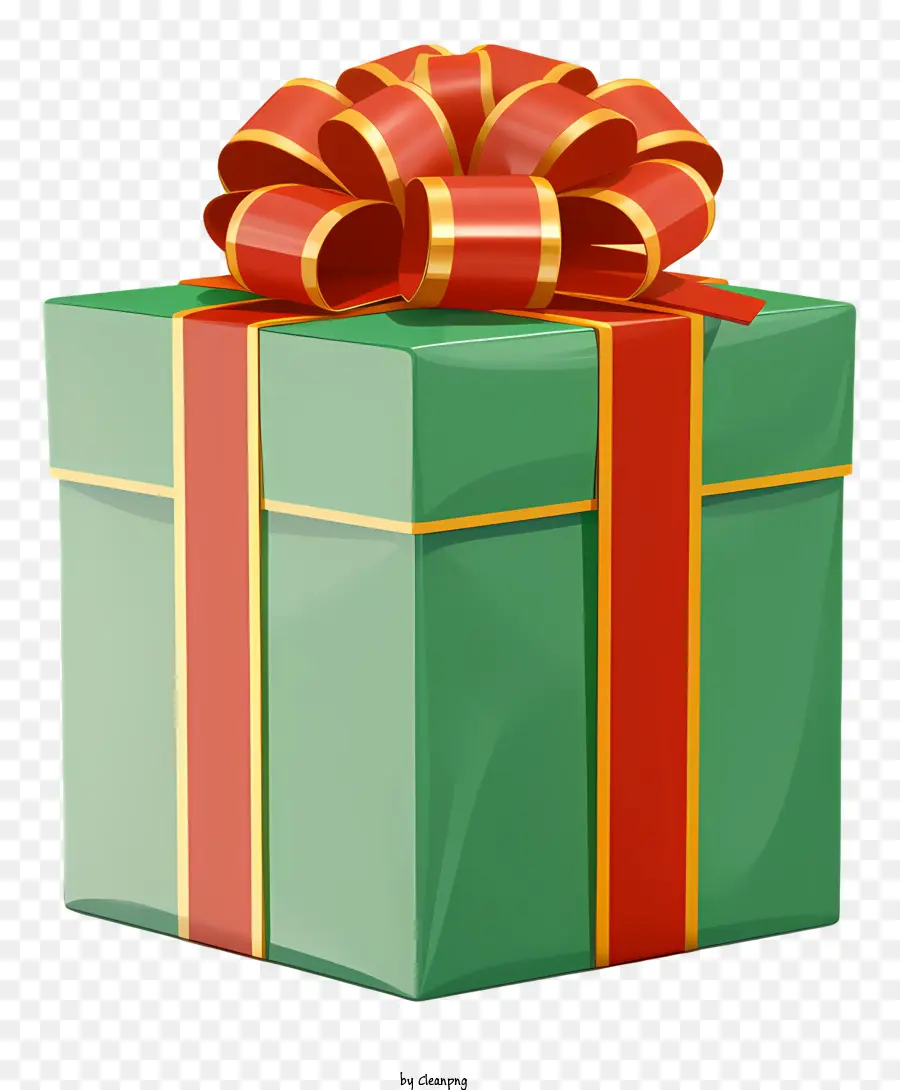 scatola regalo - Scatola regalo verde con nastro e fiocco dorato