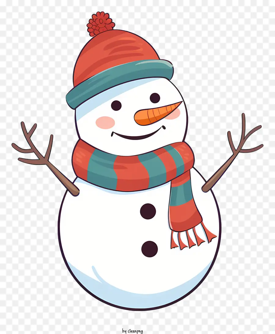 Người tuyết - Người tuyết cười với phụ kiện màu đỏ và trắng