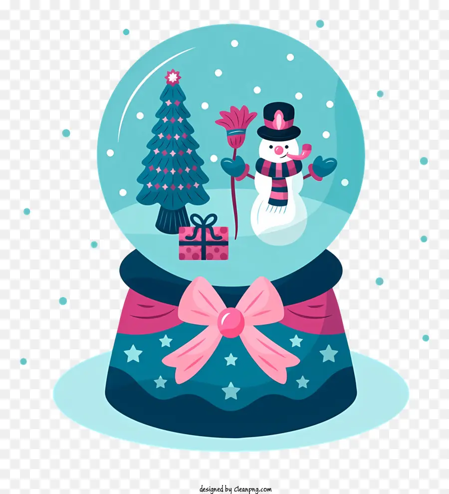 cây giáng sinh - Quả cầu tuyết với người tuyết, xe trượt tuyết và cây Giáng sinh