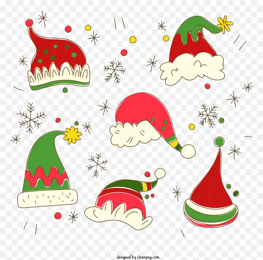 Schneeflocke - Farbenfrohe Hüte mit verschiedenen Schleifen und Schneeflocken -Herzstück