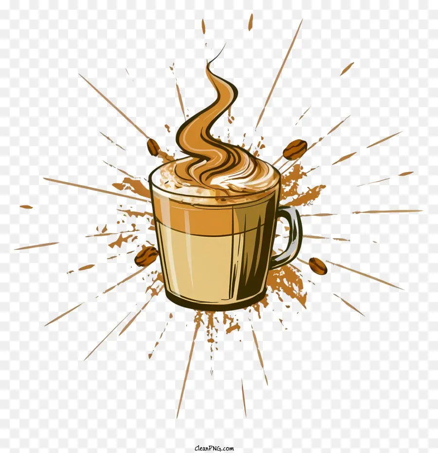 Kaffee - Verschütteter Kaffee mit Schlagsahne auf Tasse
