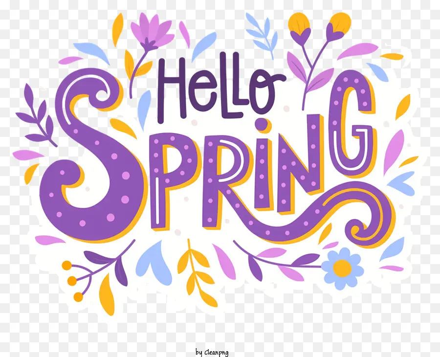 Hallo Frühling - Buntes Hallo Spring -Bild mit lebendigen Buchstaben