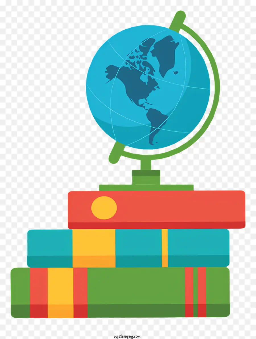 mappa del mondo - Libri e globe simboleggiano l'apprendimento e l'educazione
