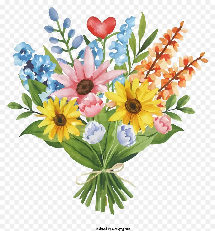 hoa dại - Bóng hoa hoang dã đầy màu sắc với thiết kế hình trái tim