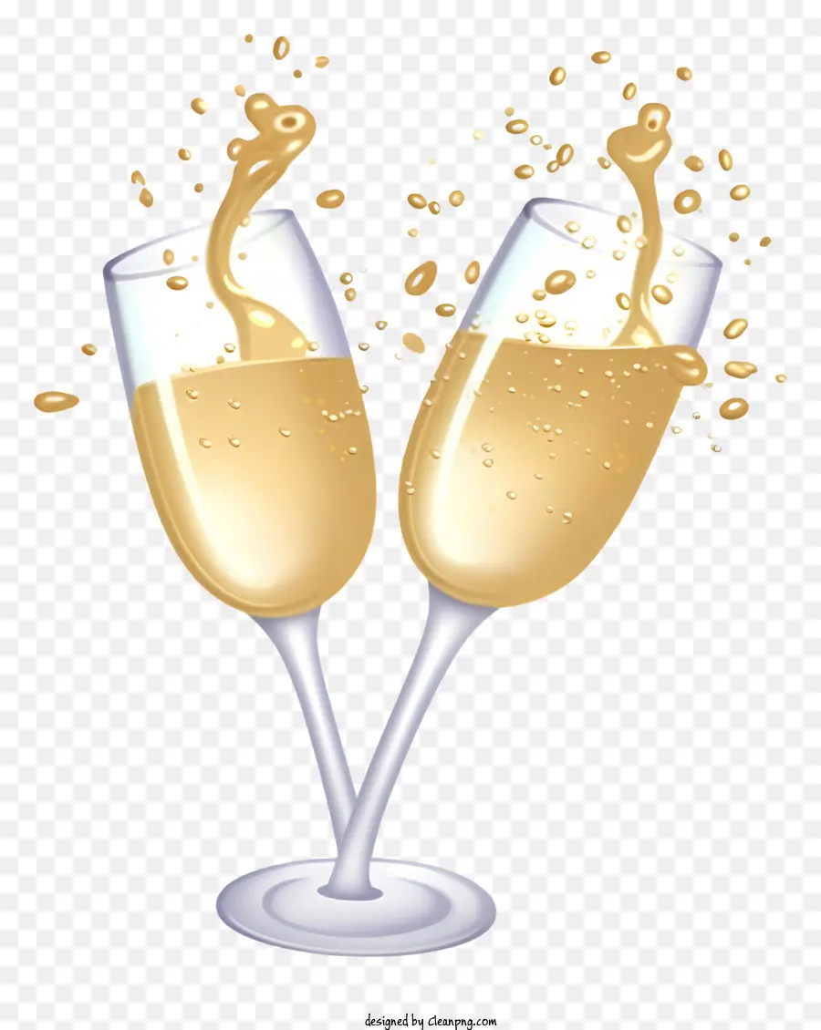 Champagne - Flauti di champagne che tincano in celebrazione con le bolle