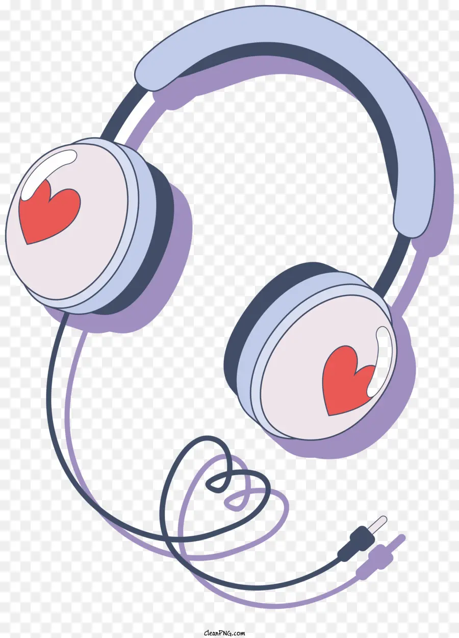 Kopfhörer Herzkopfhörer Purpur Kopfhörer Schnüre Kopfhörer Musik Player Accessoires - Lila Kopfhörer mit Herz auf schwarzem Hintergrund