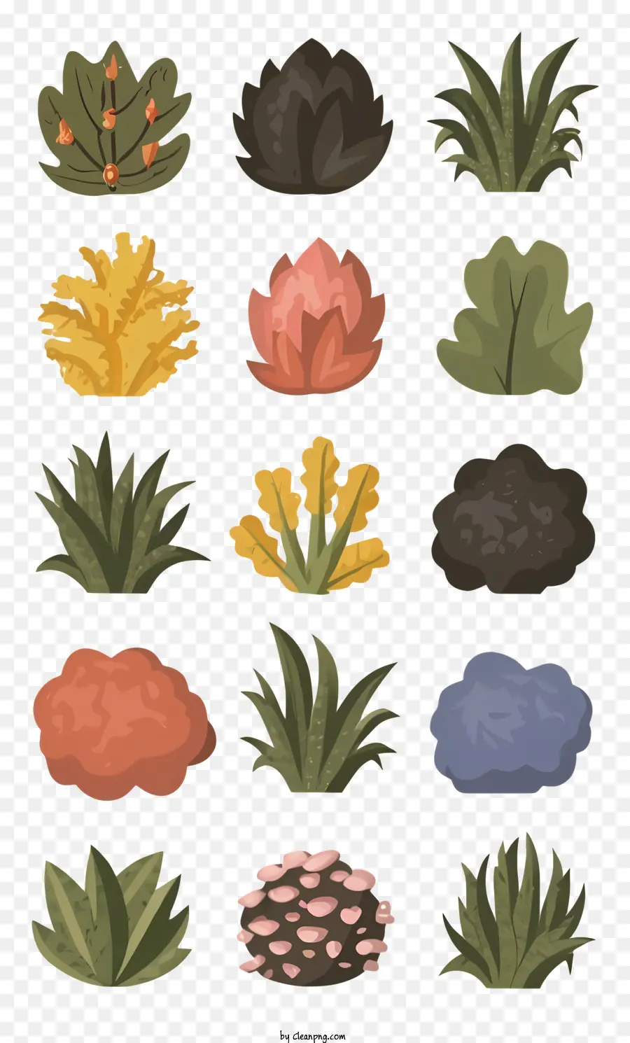 Pflanzen Succulenten Sträucher Reben Kaskadiermuster - Sammlung von Pflanzen im Kaskadenmuster, verschiedene Farben