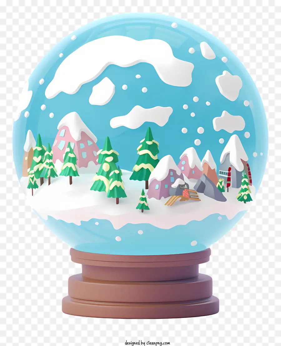 paesaggio invernale - Globe di neve invernale con case, alberi, montagne