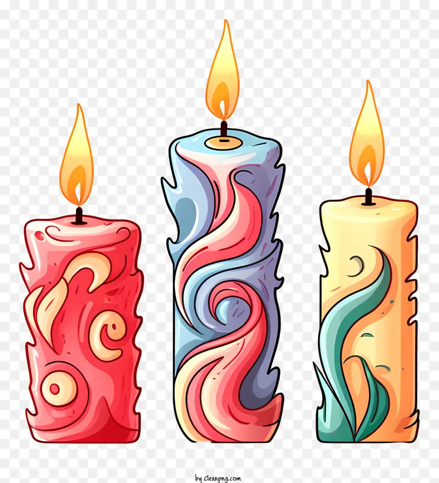 swirling pattern candles wax light color dark background