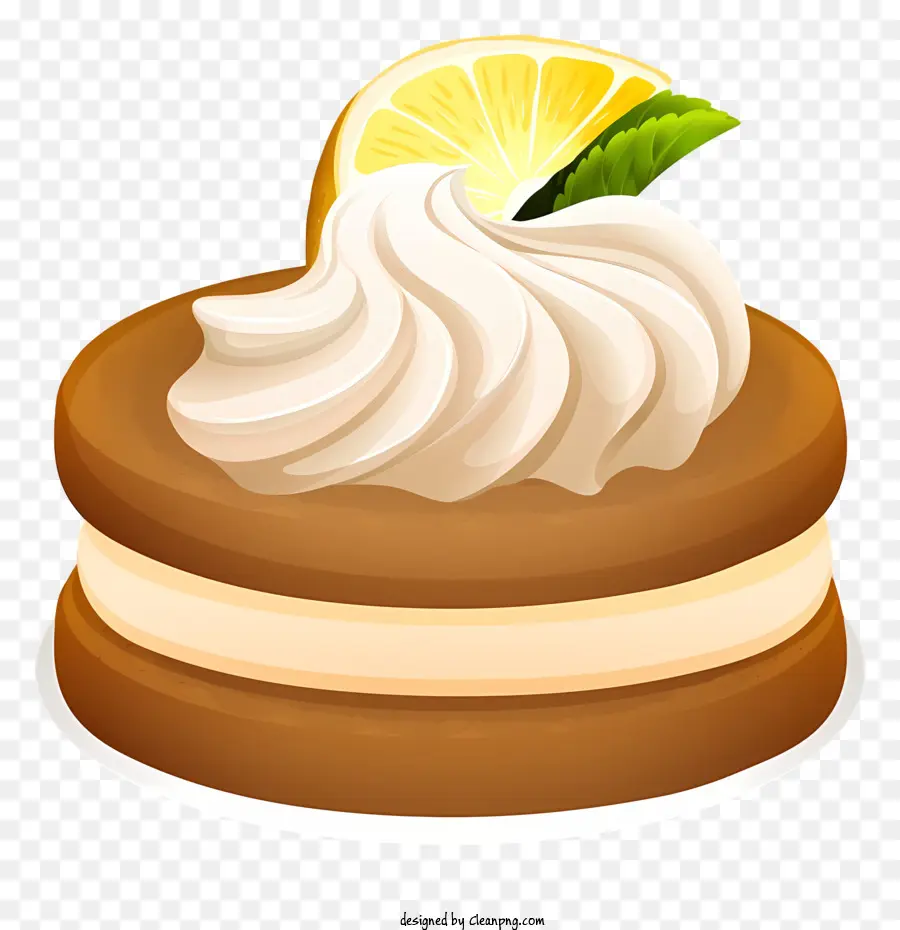 Kuchen Schlagsahne -Zitronen -Dessert -Scheibe Kuchen - Gut beleuchtetes Bild von Kuchen mit Schlagsahne