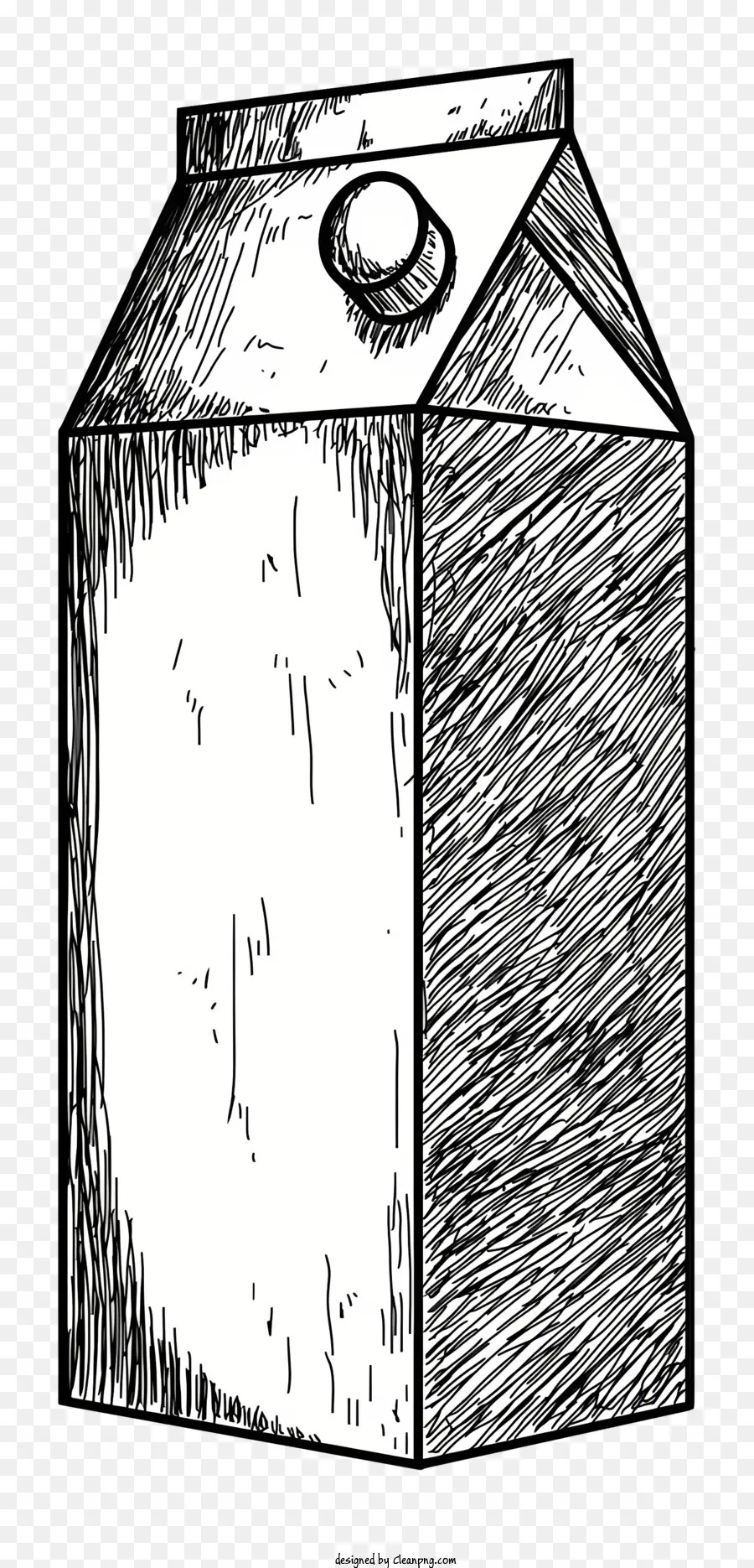 Milchkarton Schwarz -Weiß -Illustration klare plastische obere Rechteckform glatte Oberfläche - Monochromatischer Milchkarton mit klarem Plastikoberteil