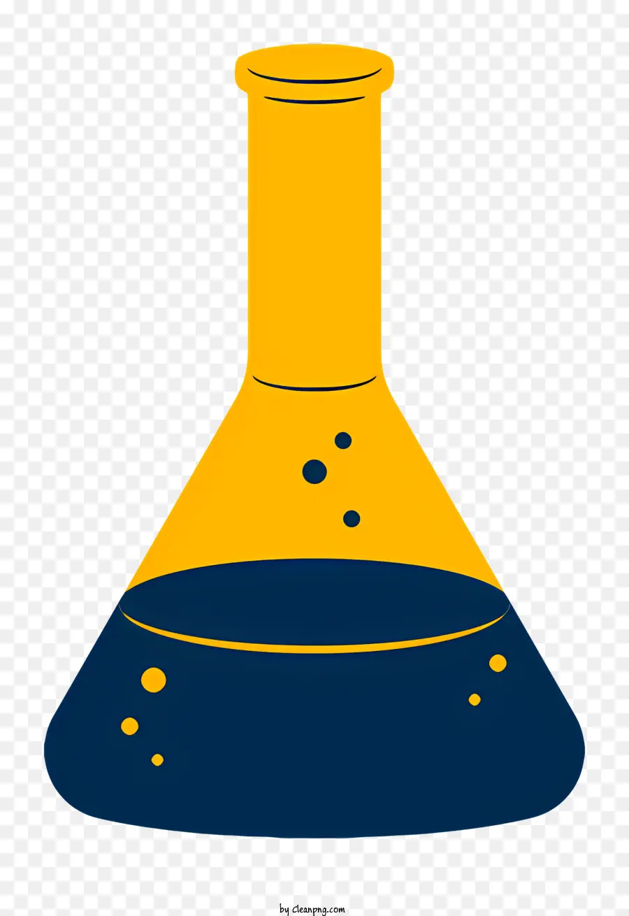 beaked flask blue liquid yellow handle black spout dark-colored flask