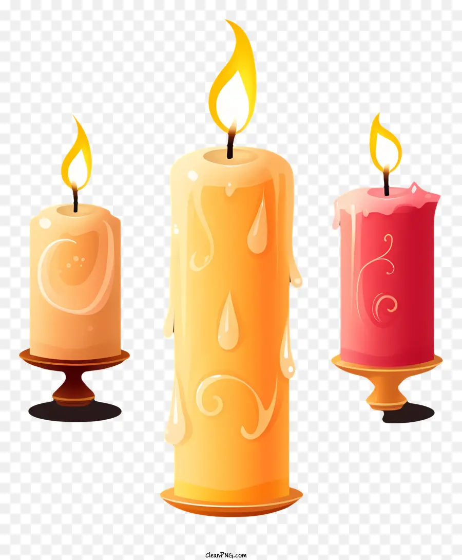 arancione - Bruciare candele su stand, emettere luce calda