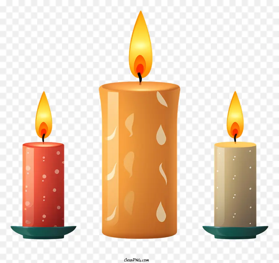 Candele arancione e giallo Frompilanti fiamme a forma di cuore Sfondo nero - Gruppo di candele a forma di cuore arancione e giallo