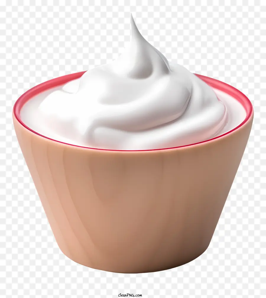 Kem kem đánh bông màu hồng vành màu trắng - Bát gỗ với vành màu hồng, kem xù