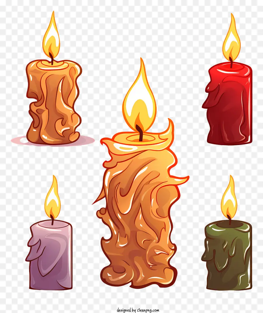 nến nến nến ngọn lửa nến nến đầy màu sắc phong cách nến - Bốn ngọn nến đầy màu sắc với sáp và ngọn lửa