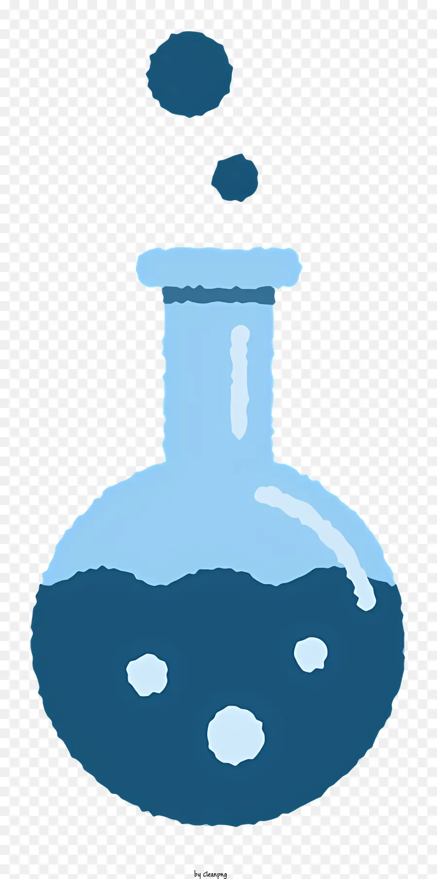 glass beaker blue liquid spilling black background experimentation