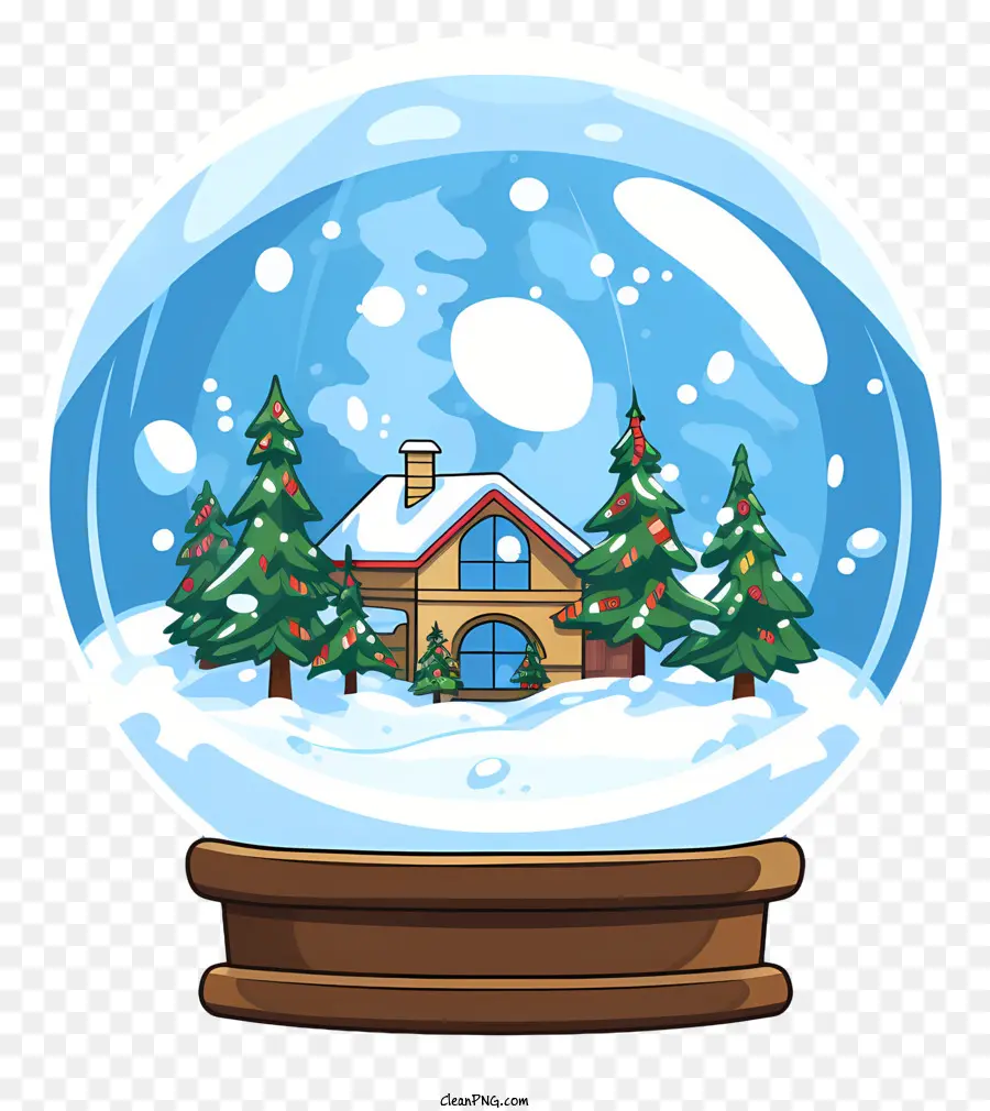 Weihnachtsbaum - Friedliche Winterszene mit Schneekugel und Hütte