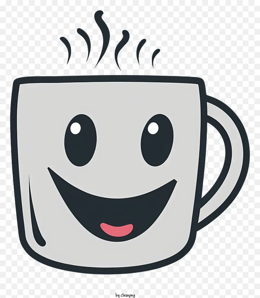 lächelnde Kaffeetasse weiße Tasse mit schwarzem Griff Keramik Kaffeetasse rote Wirbel auf schwarzer Tasse lächelndes Gesicht auf Kaffeetasse - Lächelnde Kaffeetasse mit rot -schwarzem Design