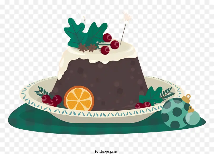 pudding di natale - Budino di Natale con panna montata, arance, ciliegie