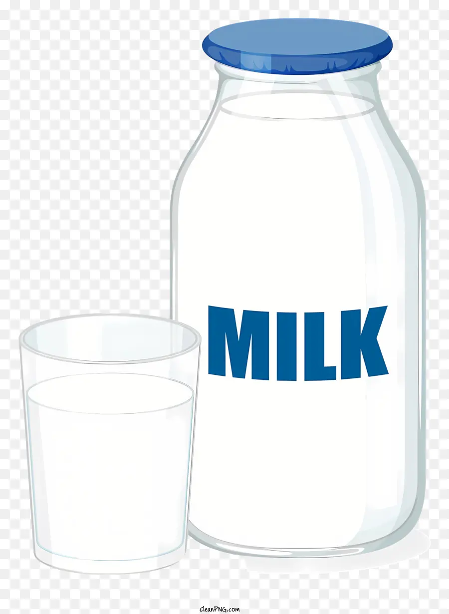 sfondo bianco - Bicchiere di latte e barattolo con etichetta bianca