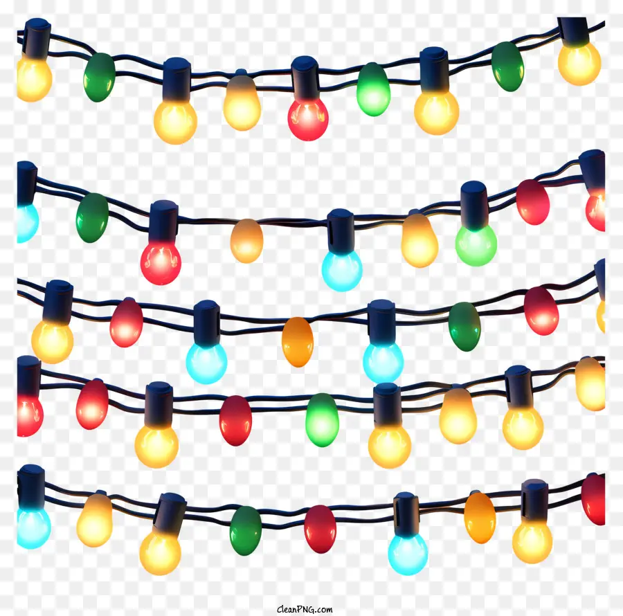 colorful string lights black background white bulbs blue bulbs yellow bulbs