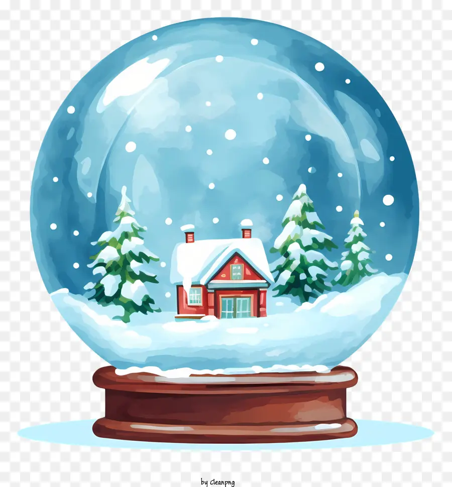 decorazione di natale - Globe di neve in vetro con casa rossa, neve che cade
